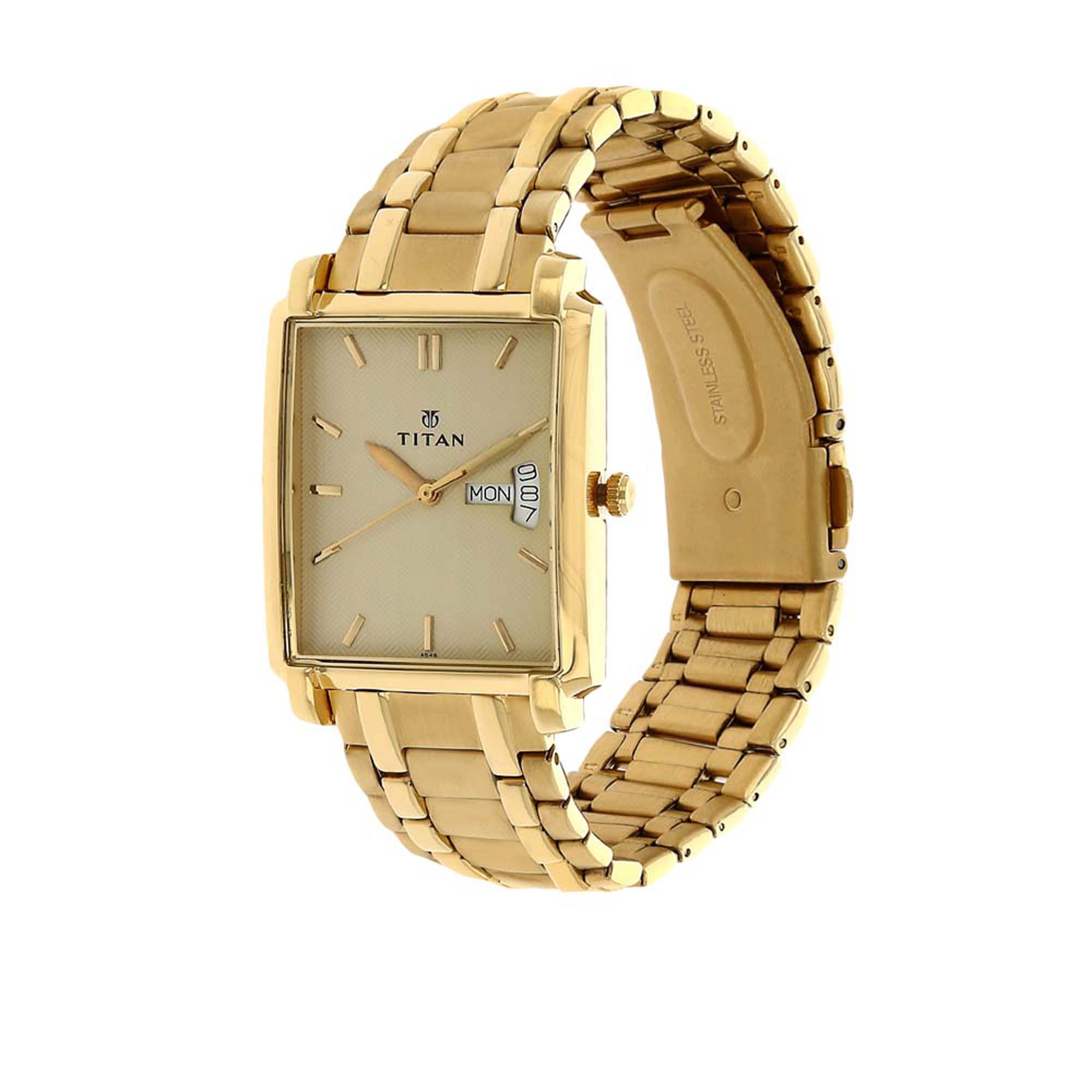 Titan gold square watch sale