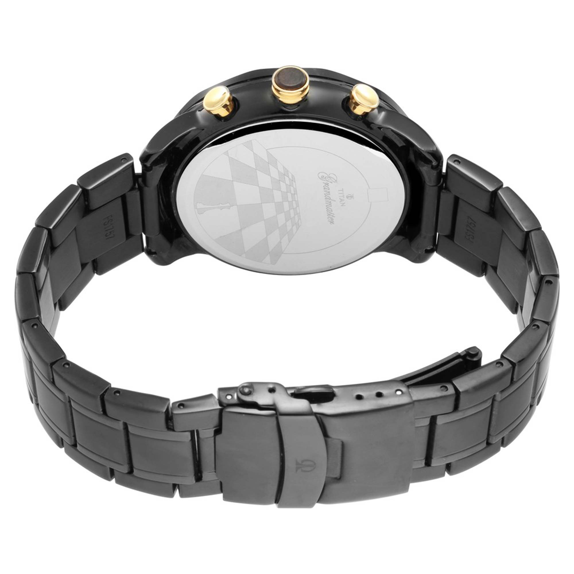 Titan Quartz Multifunction Black Dial Metal Strap Watch for Men