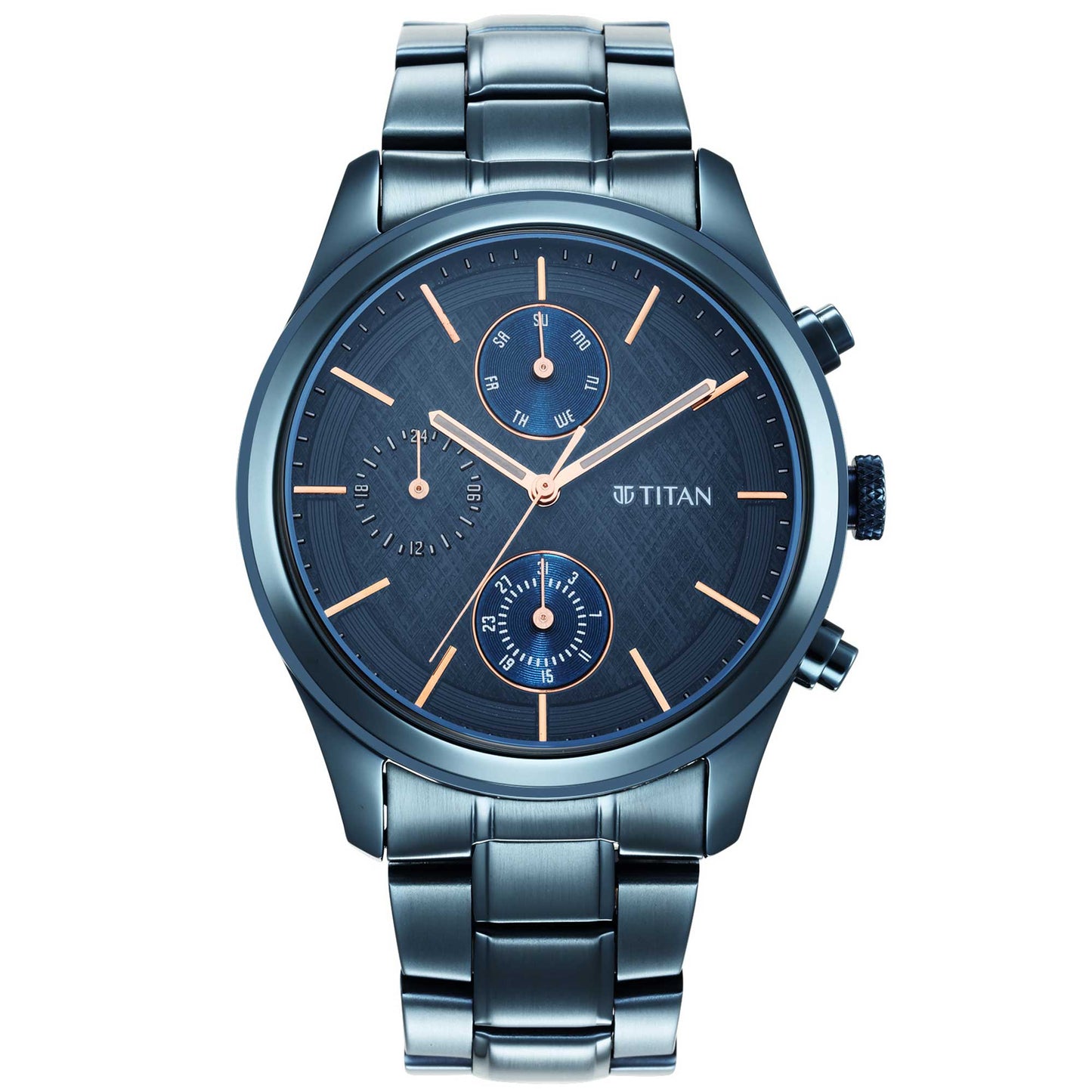 Titan Neo Splash Blue Dial Analog Quartz Stainless Steel Strap watch for Men