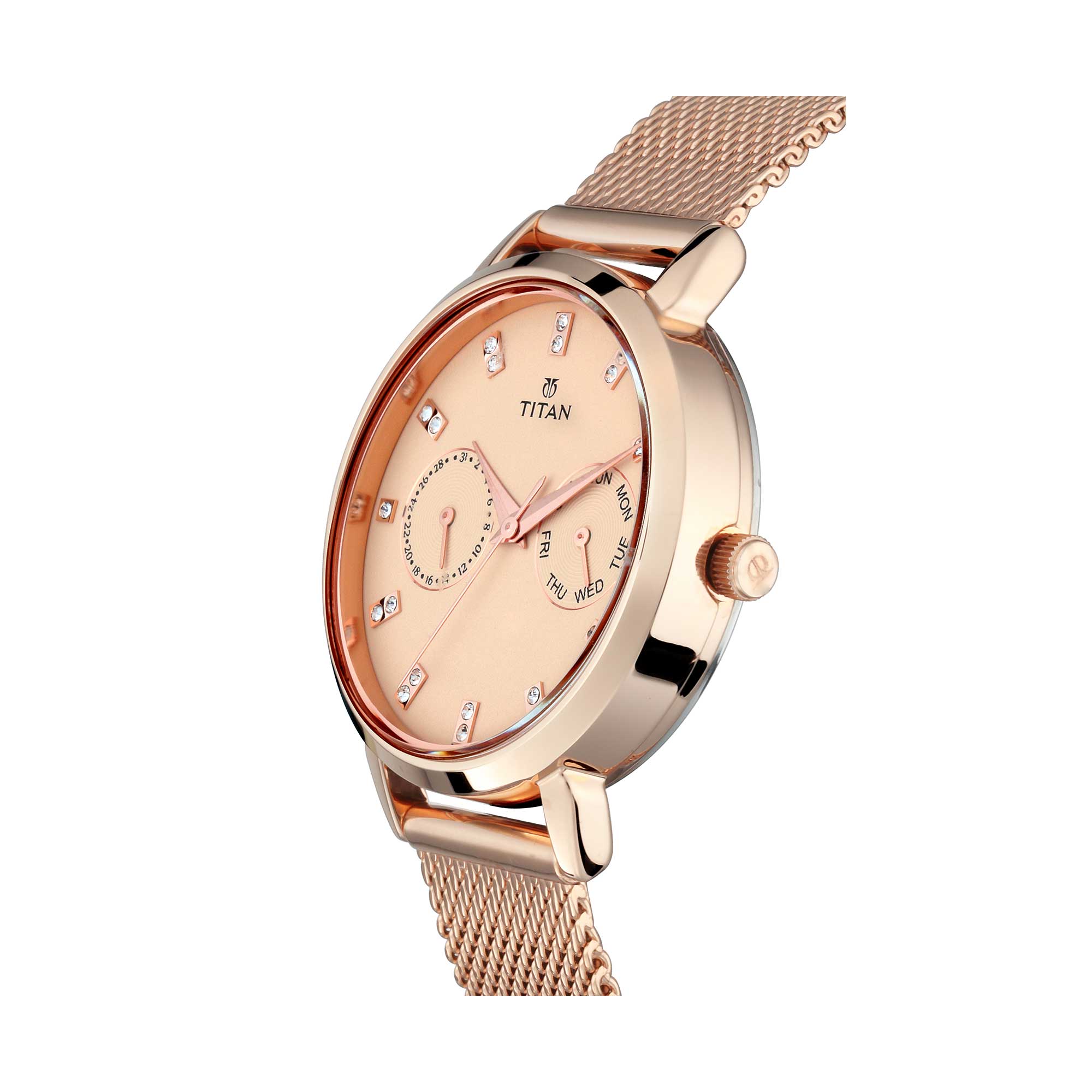 Titan Sparkle Beige Dial Analog Multi Function Watch for Women