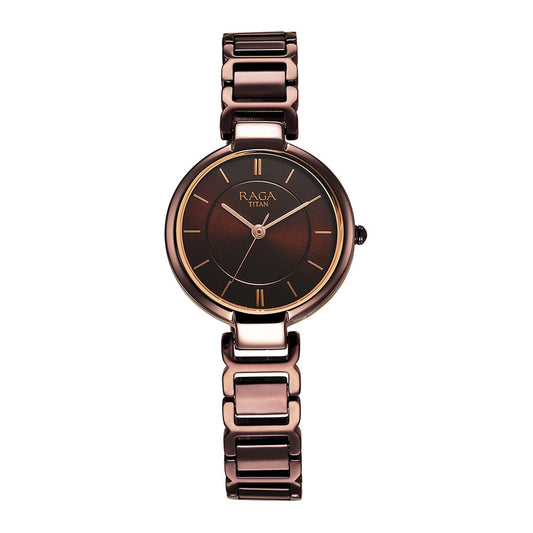 Titan Raga Delight Brown Dial Analogue Metal Strap watch for Women