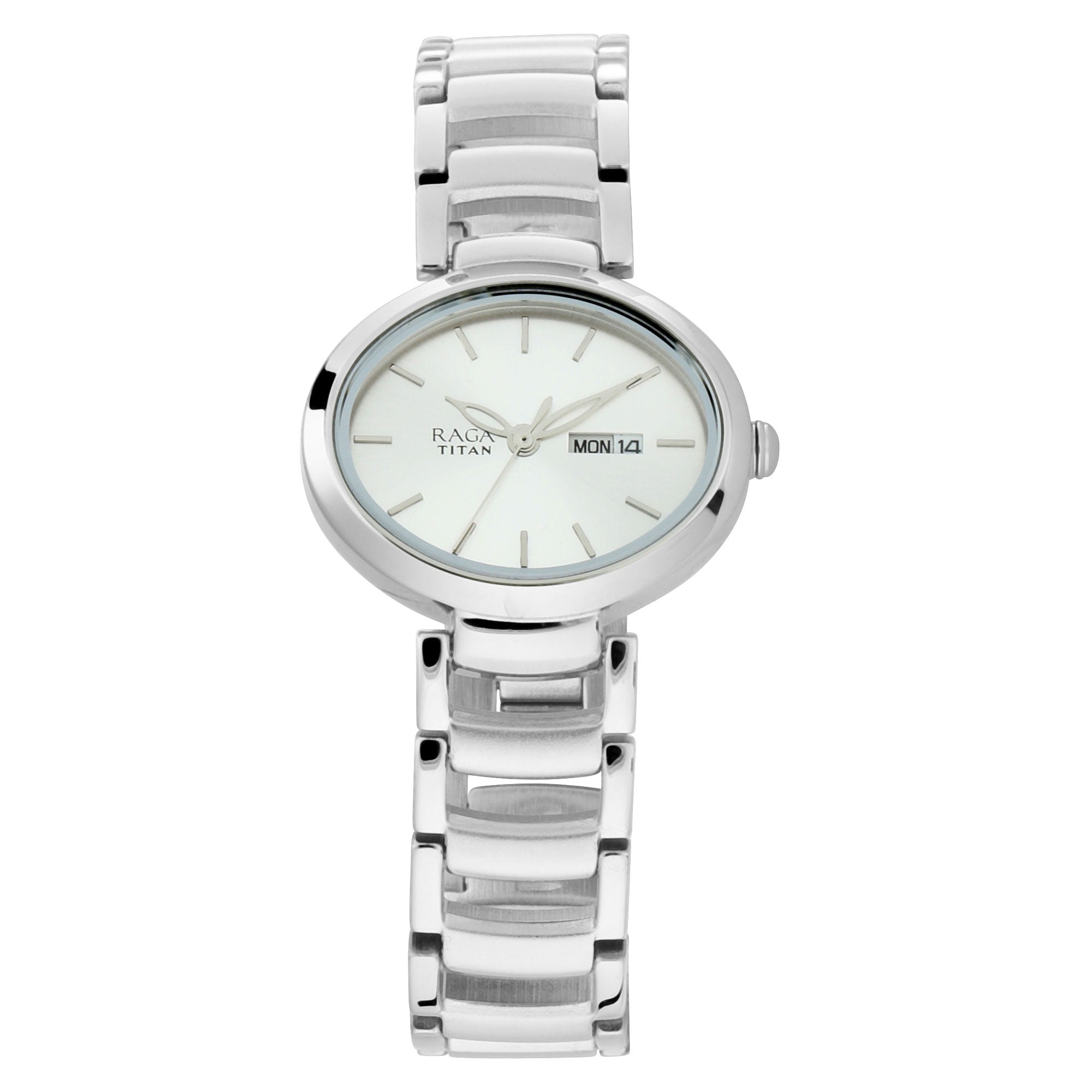 Titan Raga Viva Silver Dial Analog Day and Date Metal Strap Watch for Women