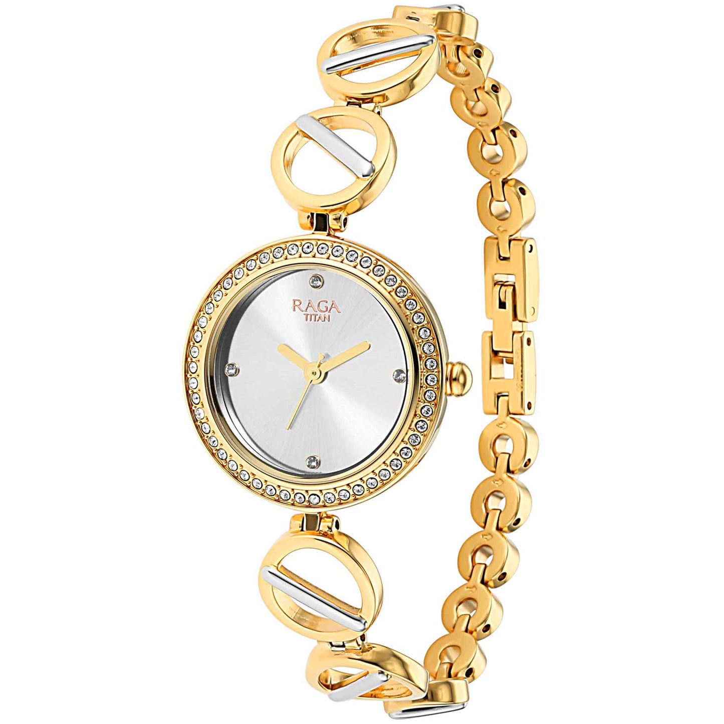 Titan Raga Viva Golden Dial Women Watch With Metal Strap