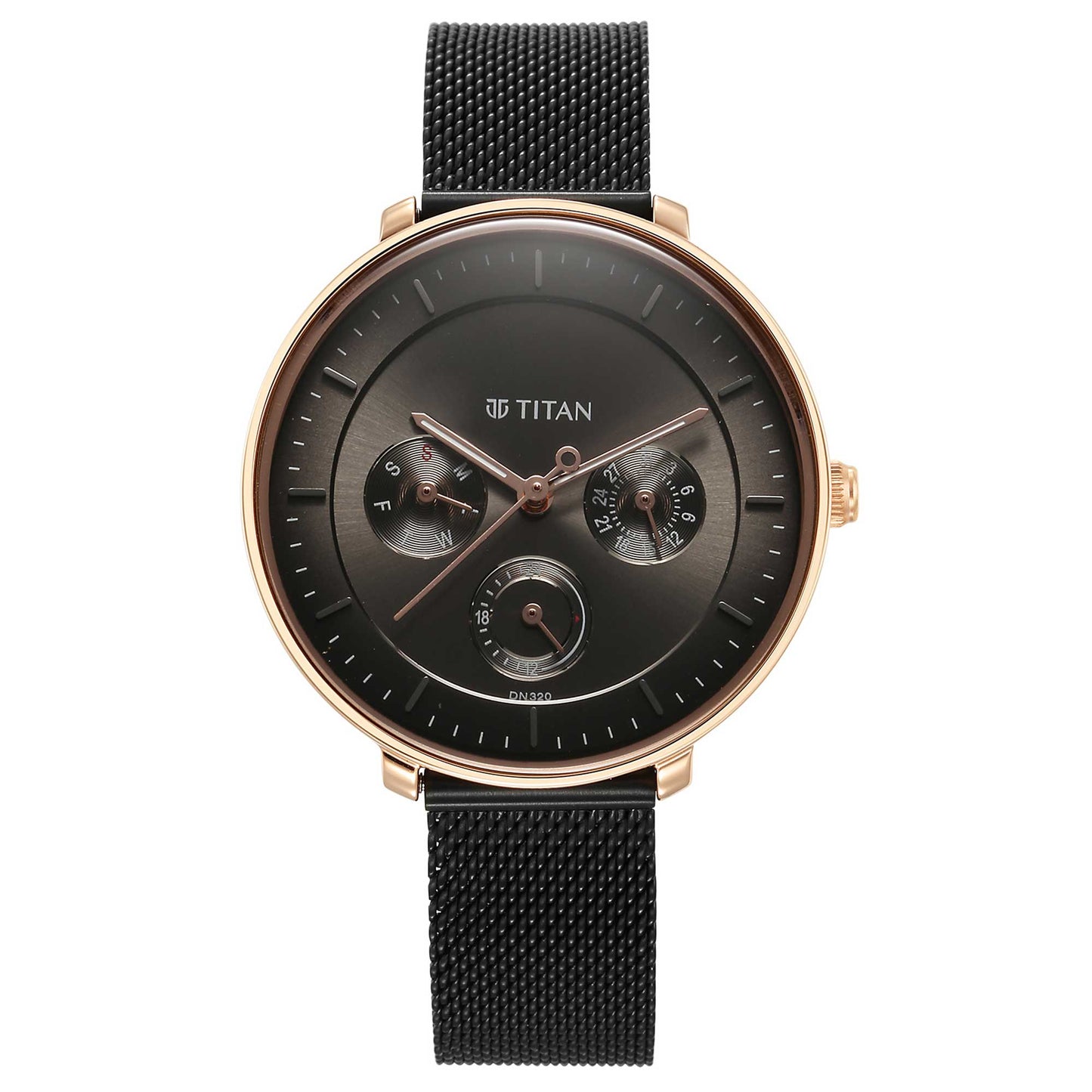 Titan Noir Anthracite Dial Women Watch With Stainless Steel Strap