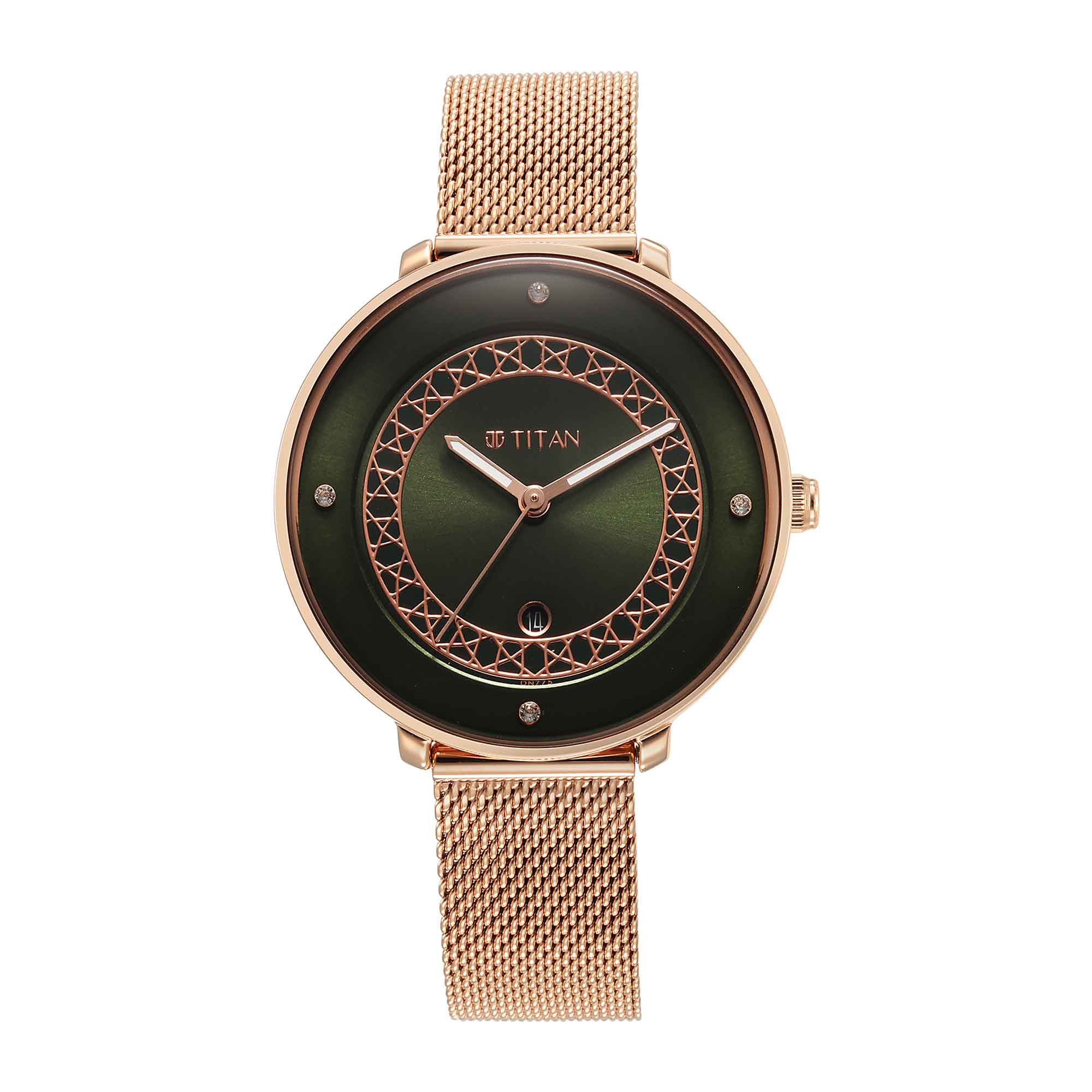 Titan Marhaba Green Dial Analog Stainless Steel Strap watch for Women