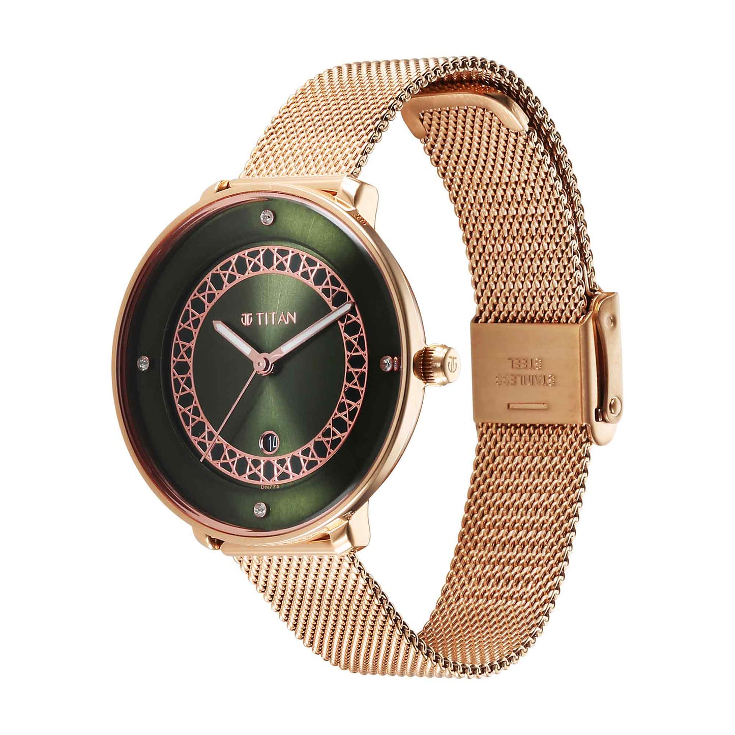 Titan Marhaba Green Dial Analog Stainless Steel Strap watch for Women