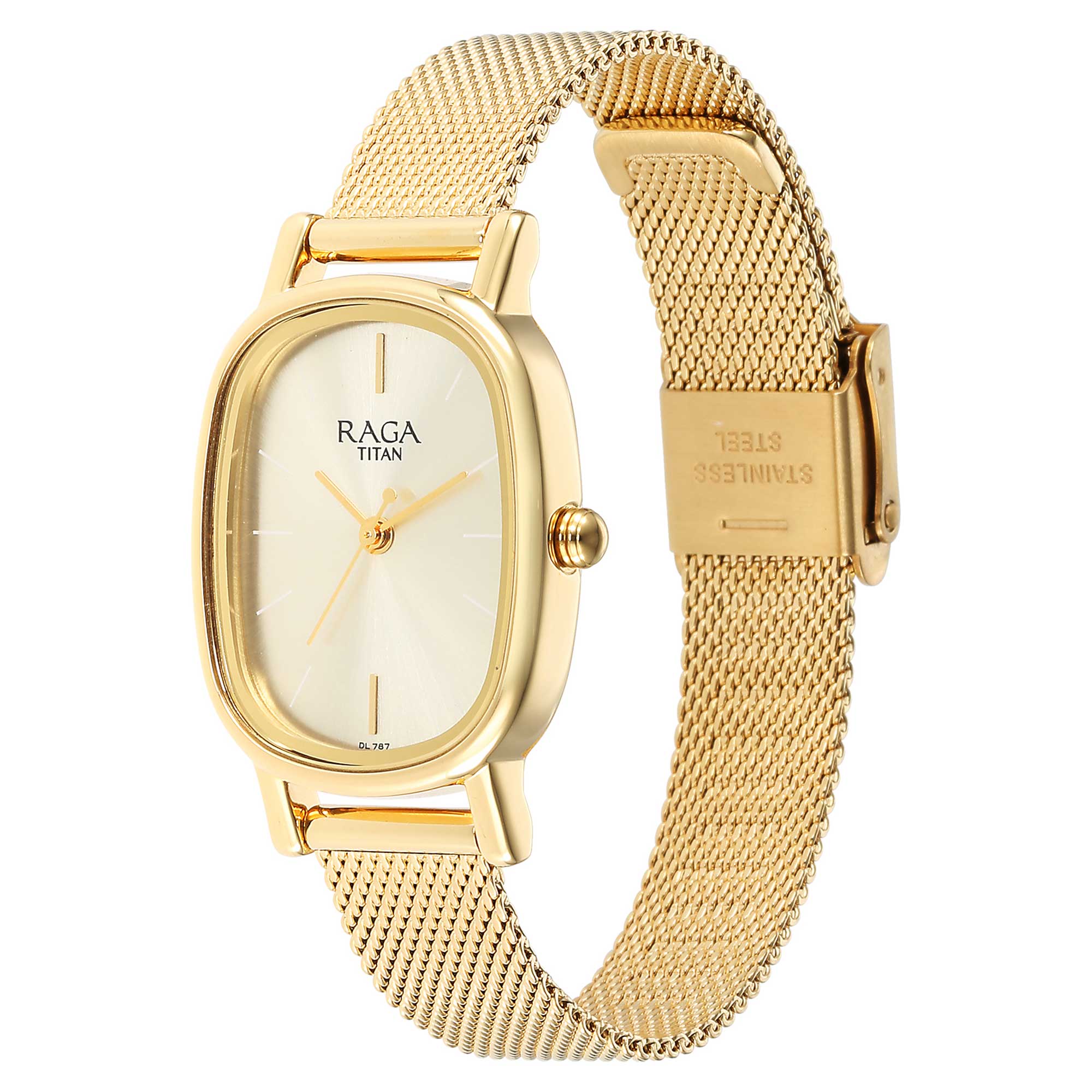 Titan Raga Viva Champagne Dial Analog Stainless Steel Strap watch for Women