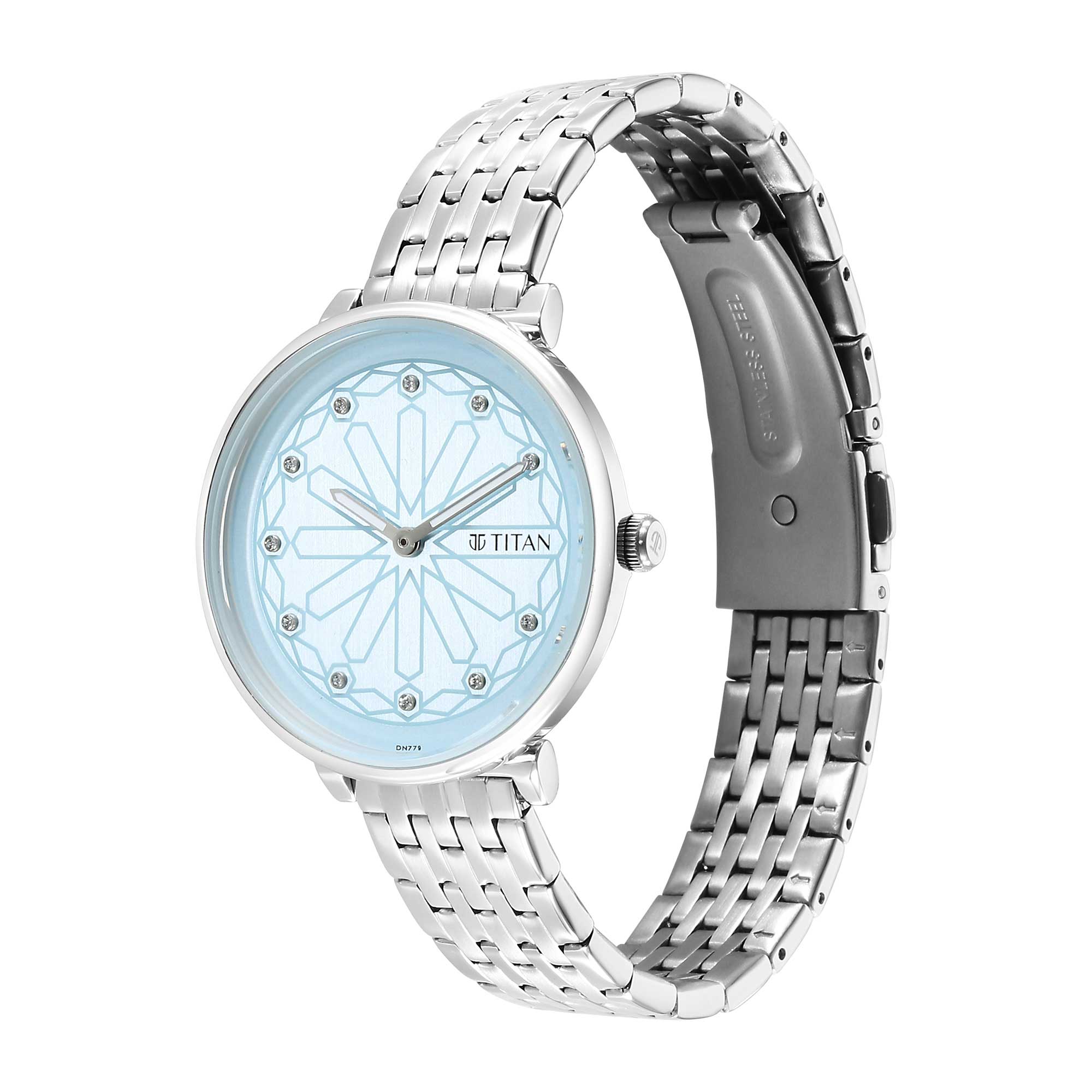 Titan Marhaba Sky Blue Dial Analog Stainless Steel Strap watch for Women