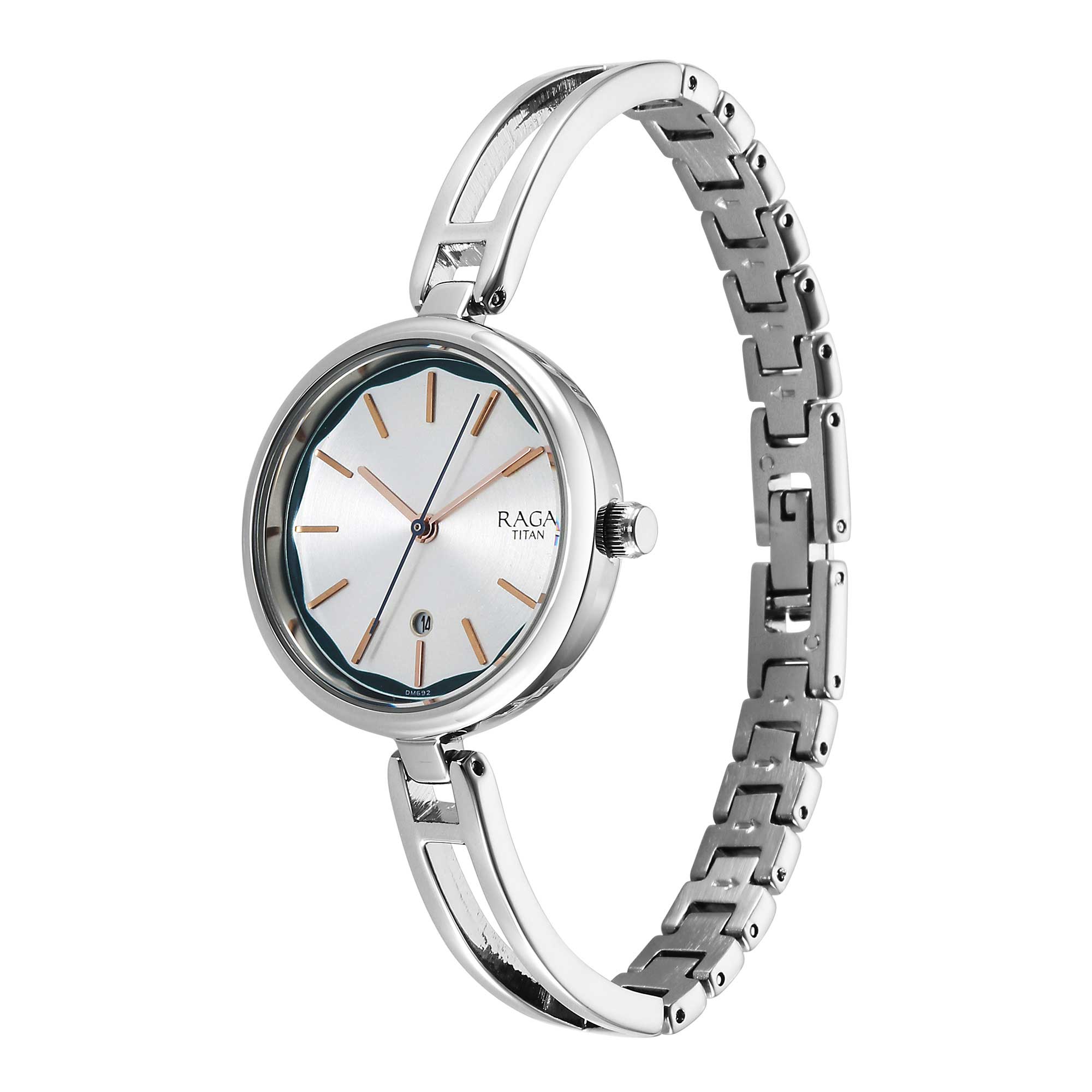 Titan Raga Viva Silver Dial Metal Strap Watch for Women