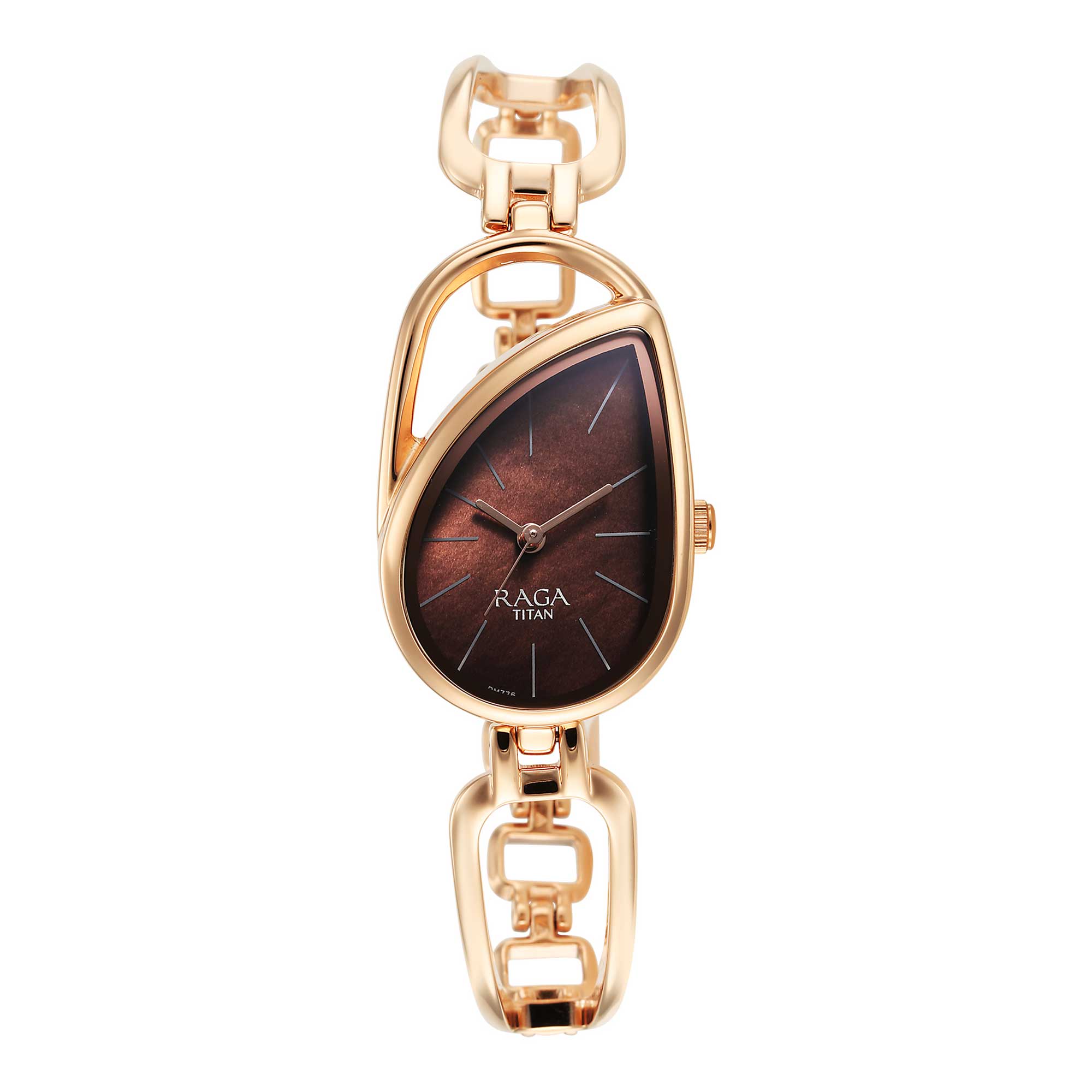 Titan Raga Chic Quartz Analogue Brown Dial Rose Gold Metal Strap Watch for Women