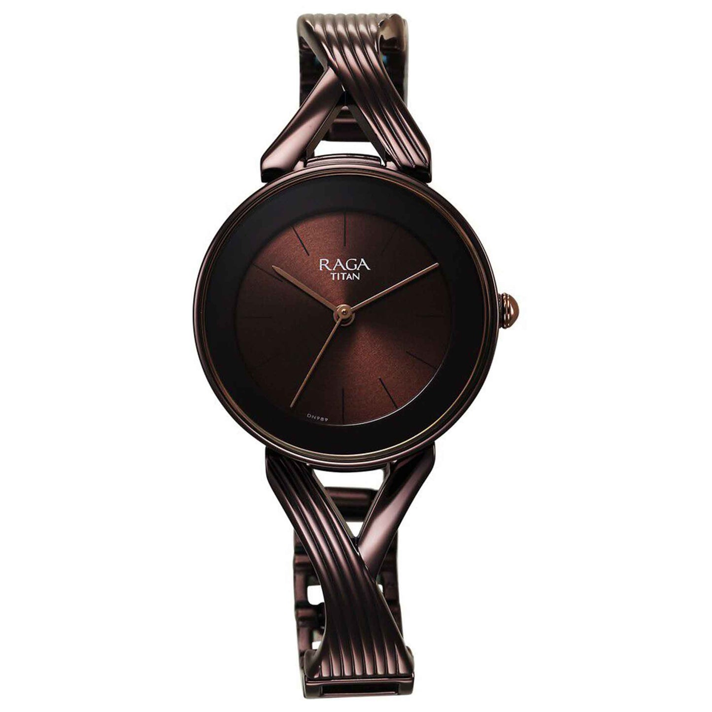 Titan Raga Chic Quartz Analogue Brown Dial Metal Strap Watch for Women