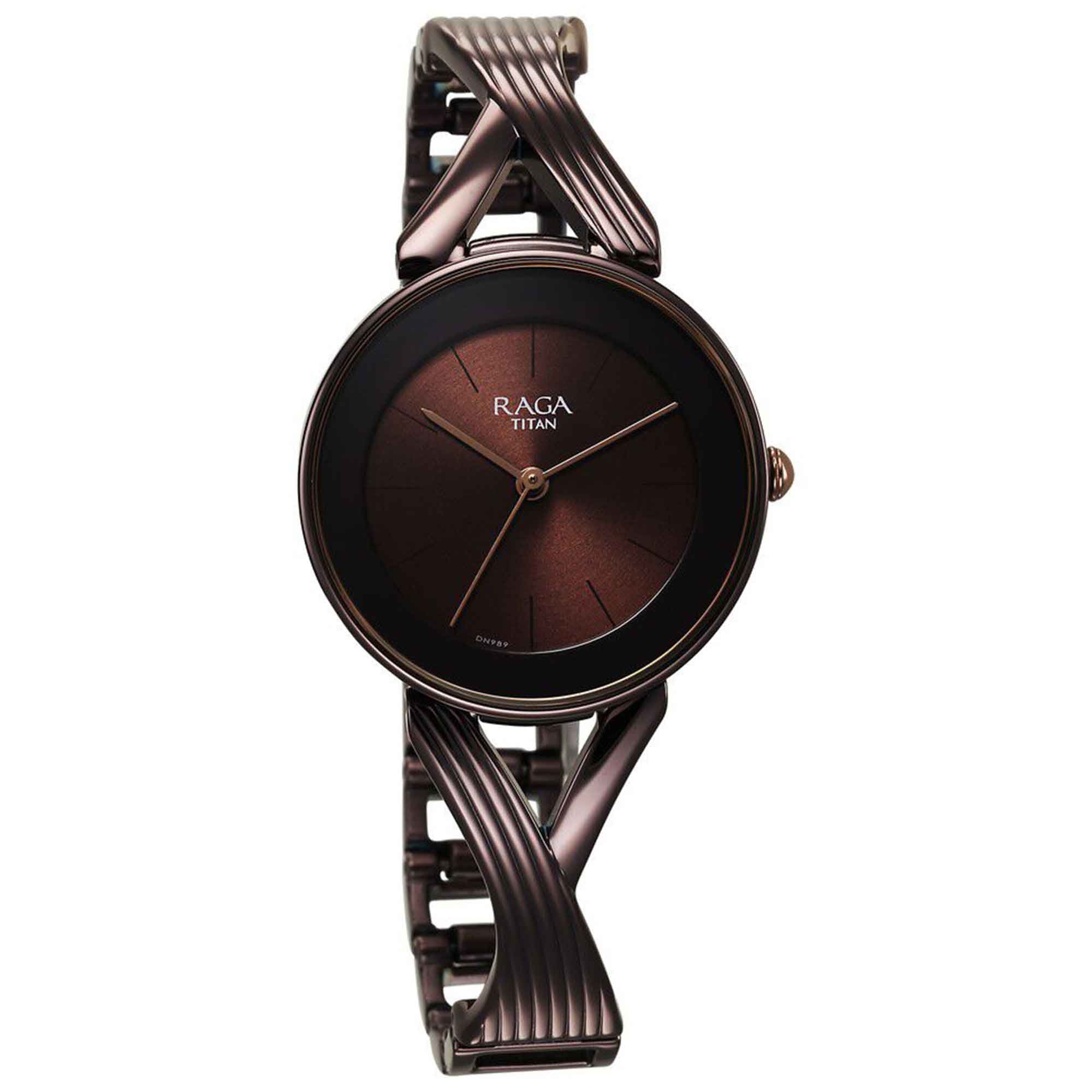 Titan Raga Chic Quartz Analogue Brown Dial Metal Strap Watch for Women