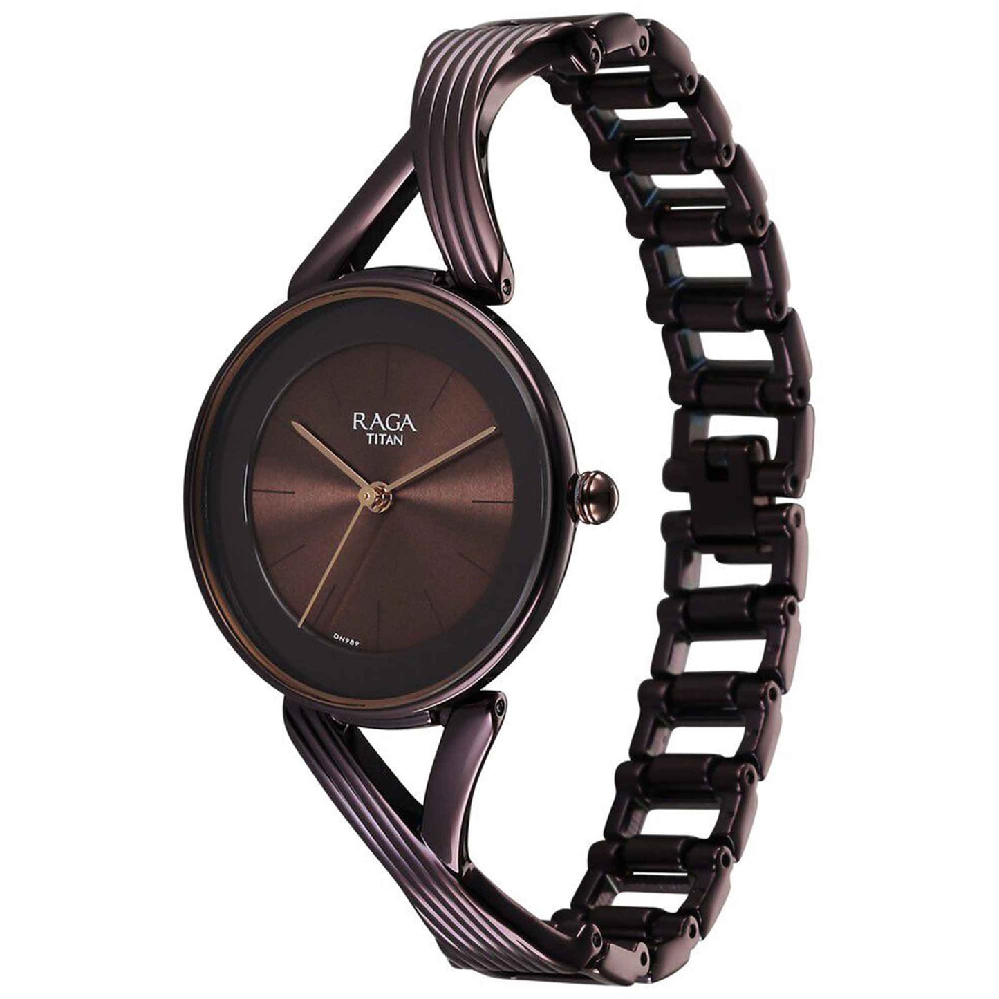 Titan Raga Chic Quartz Analogue Brown Dial Metal Strap Watch for Women