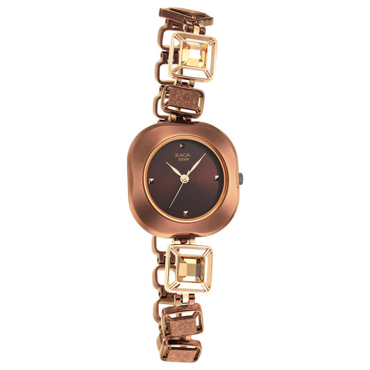 Titan Raga Love All Brown Dial Analog Metal Strap watch for WoMen