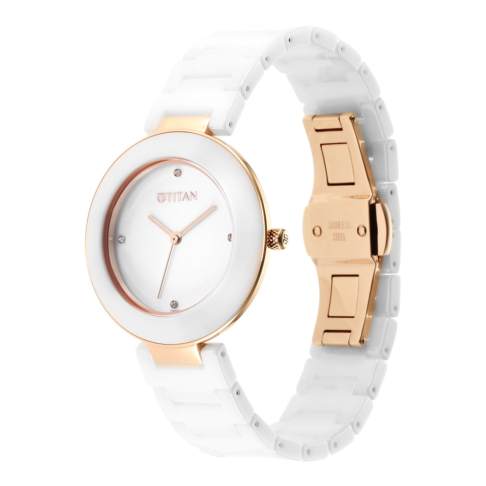 Titan Purple Ceramics White Dial Analog Ceramic Strap watch for Women